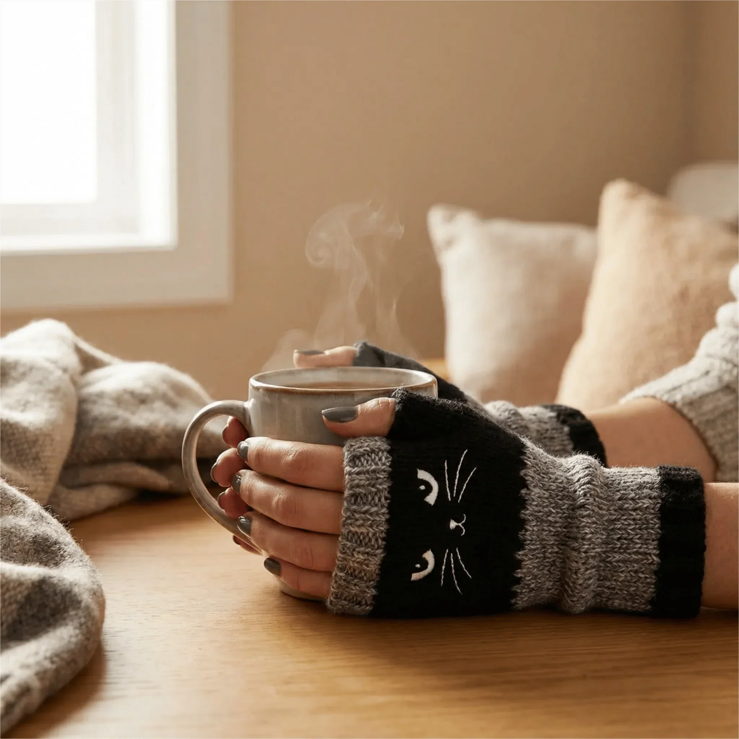 🐱 Cuki női kötött macskás kesztyű🧤🧶