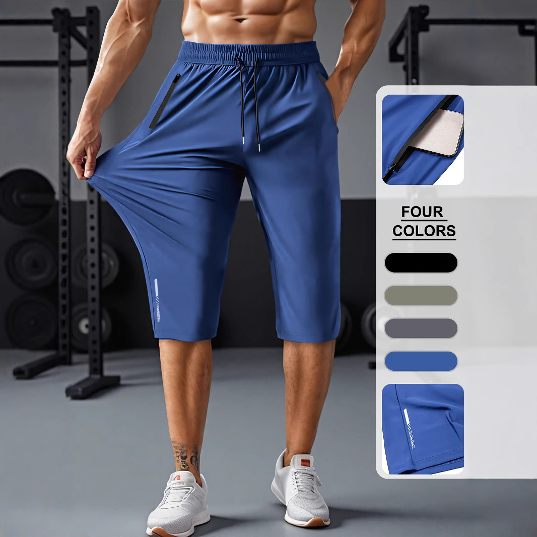 👖Férfi gyorsszáradó sport capri nadrág cipzáras zsebekkel