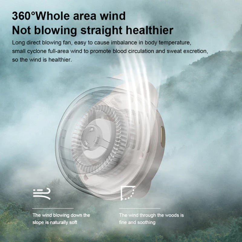 🌬️ Prémium 2 az 1-ben nyak- és derékventilátor – Könnyű, hordozható, USB-C tölthető