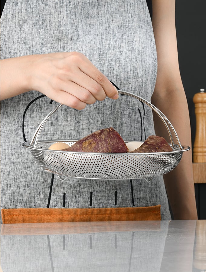 🍳✨ Többfunkciós rozsdamentes acél gőzölő – gőzölés lecsepegtető kosárral
