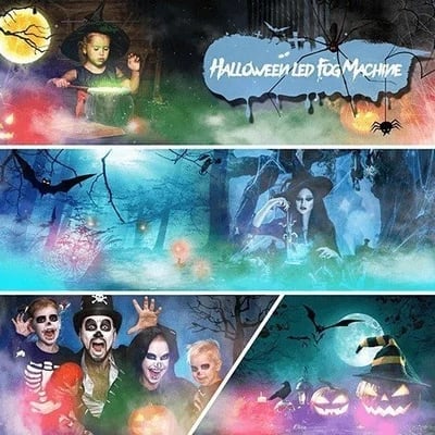 🎃 12 színű LED-es ködgenerátor – látványos köd halloweeni bulikhoz