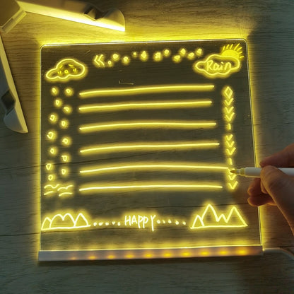 🎨✨ LED Világító Üzenőtábla Színes Filcekkel – Írj, Rajzolj és Díszíts Kreatívan