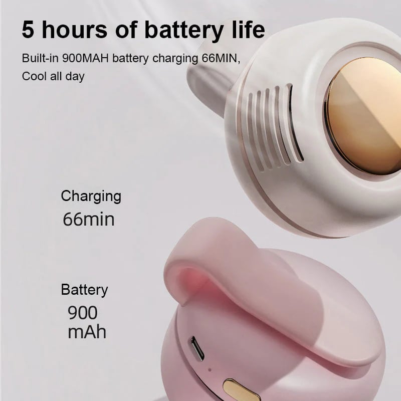 🌬️ Prémium 2 az 1-ben nyak- és derékventilátor – Könnyű, hordozható, USB-C tölthető