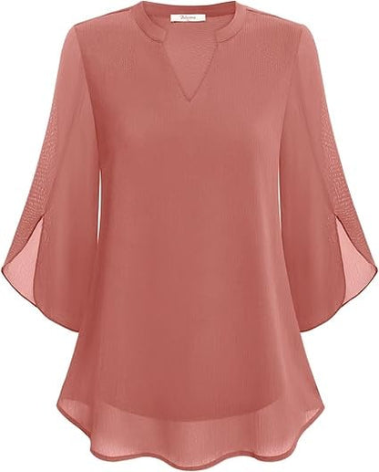 💖V-nyakú sifon ing