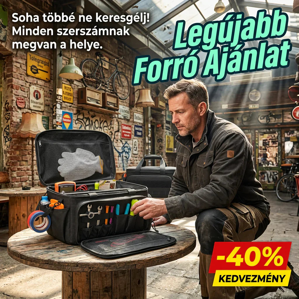 🔥👨‍🔧 14 hüvelykes, strapabíró szerszámtáska – Ipari minőségű vászon anyagból, gyorsan hozzáférhető panellel 🛠️👜