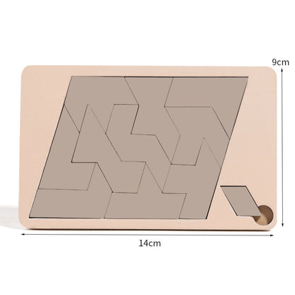 Fa tangram táblás puzzle játék Montessori alakzat puzzle válogató játék Színes tangram oktatási mintás játék gyerekeknek