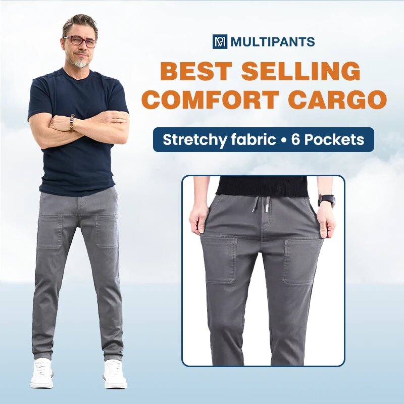 🔥🔥Férfi magas Stretch több zsebes Skinny Cargo nadrág