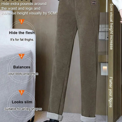 🔥👖NŐI PÁRNÁZOTT KARCSÚSÍTÓ MAGAS DEREKÚ KORDBÁRSONY NADRÁGOK