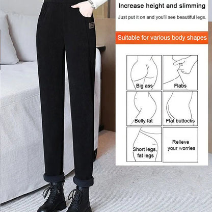 🔥👖NŐI PÁRNÁZOTT KARCSÚSÍTÓ MAGAS DEREKÚ KORDBÁRSONY NADRÁGOK