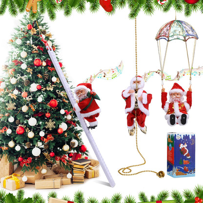 🎄Elektromos kéménymászó Mikulás zenélő játékok