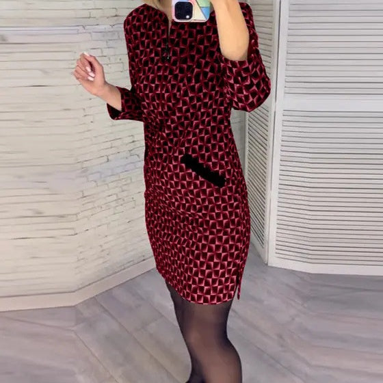 Rochie Vintage gyémánt kockás karcsúsított csípőpánt 👗