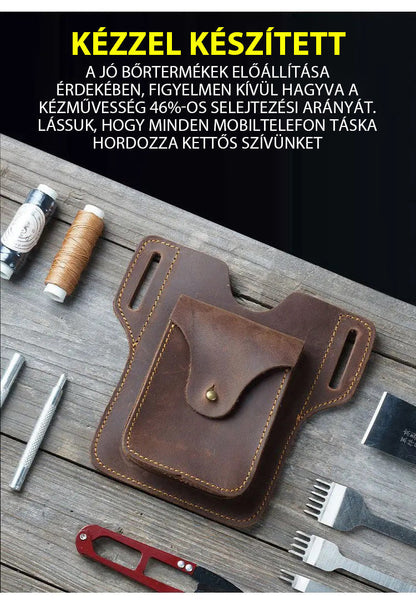 Multifunkcionális bőr mobiltelefon övtáska