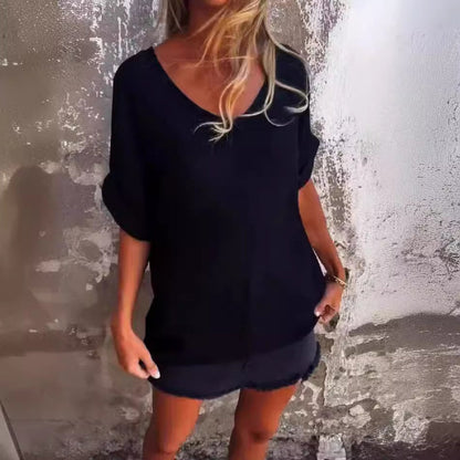 💞Túlméretezett V-nyakú póló nőknek