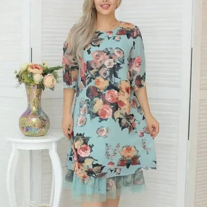 🌸2025 ÚJ ÉRKEZÉS！NŐI ELEGÁNS, LAZA, RÓZSA NYOMTATOTT RUHA