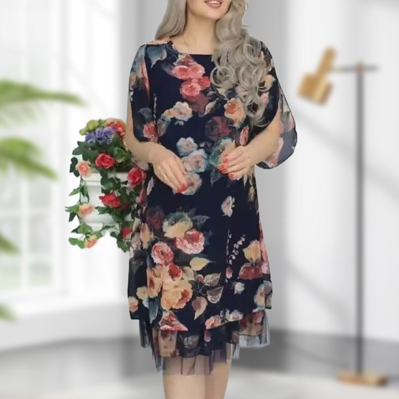 🌸2025 ÚJ ÉRKEZÉS！NŐI ELEGÁNS, LAZA, RÓZSA NYOMTATOTT RUHA