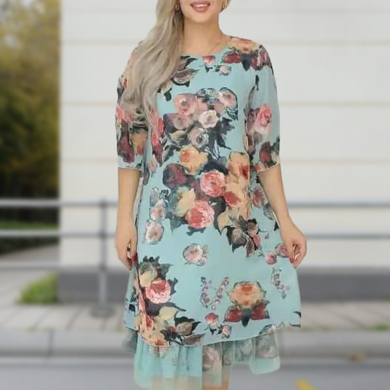 🌸2025 ÚJ ÉRKEZÉS！NŐI ELEGÁNS, LAZA, RÓZSA NYOMTATOTT RUHA