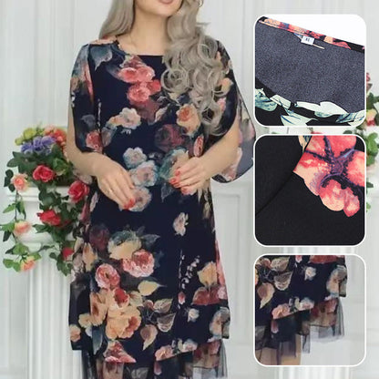 🌸2025 ÚJ ÉRKEZÉS！NŐI ELEGÁNS, LAZA, RÓZSA NYOMTATOTT RUHA