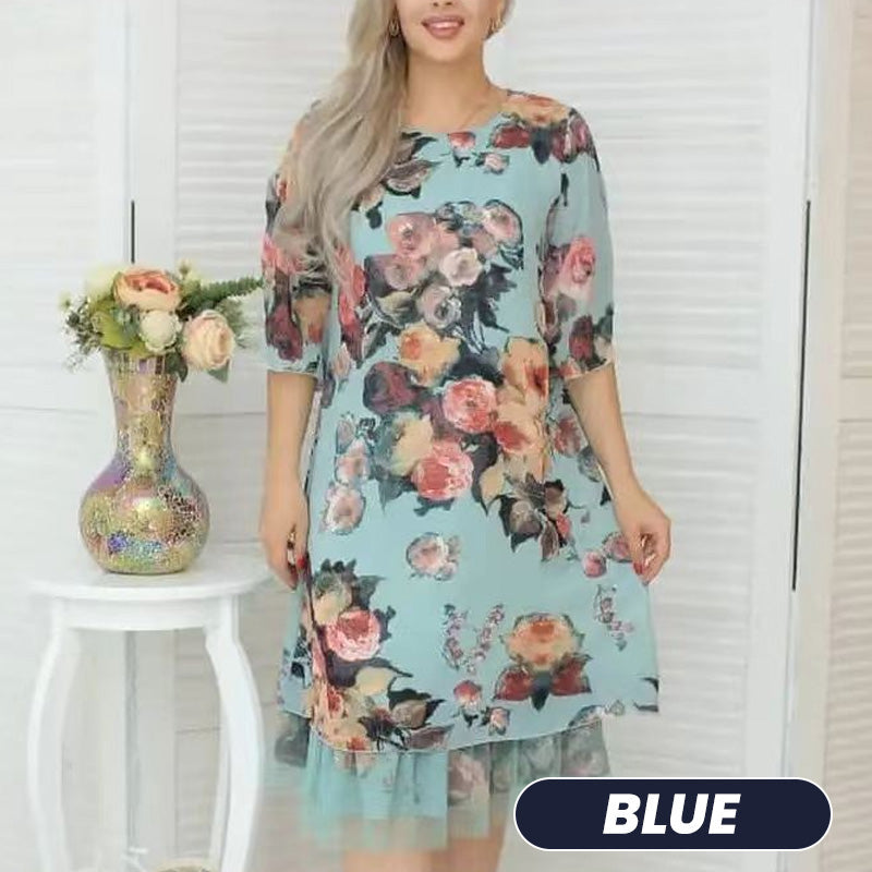 🌸2025 ÚJ ÉRKEZÉS！NŐI ELEGÁNS, LAZA, RÓZSA NYOMTATOTT RUHA