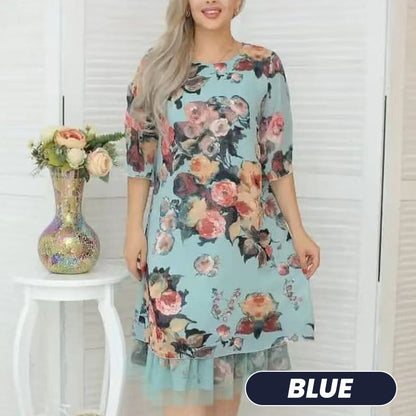 🌸2025 ÚJ ÉRKEZÉS！NŐI ELEGÁNS, LAZA, RÓZSA NYOMTATOTT RUHA