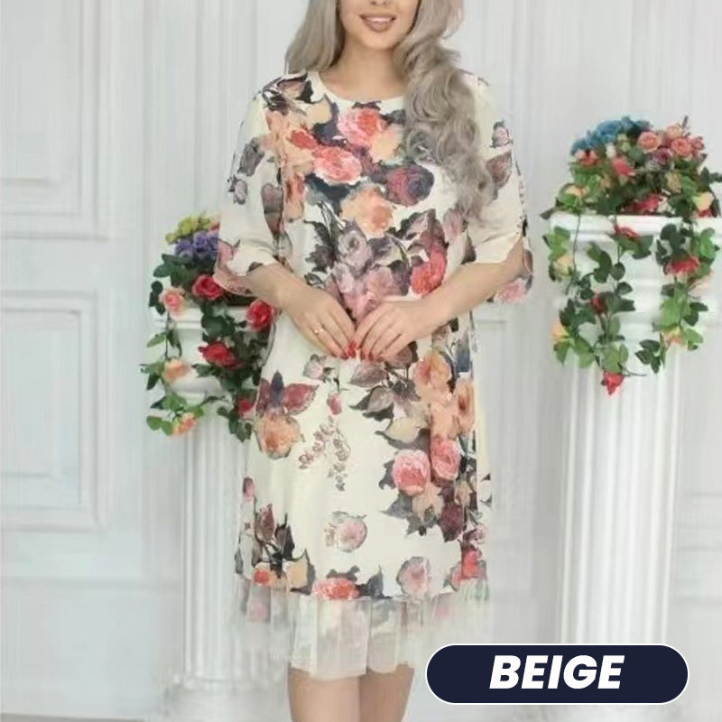 🌸2025 ÚJ ÉRKEZÉS！NŐI ELEGÁNS, LAZA, RÓZSA NYOMTATOTT RUHA