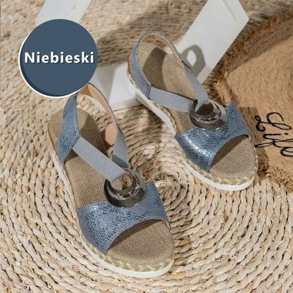 👡 NŐI NYÁRI NYITOTT TALPÚ SZANDÁL FÉM DÍSZÍTÉSSEL