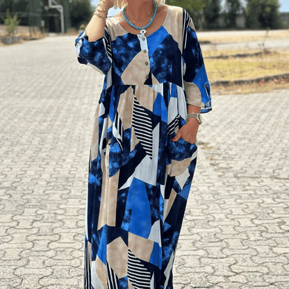 Női elegáns kényelmes kényelmes alkalmi patchwork ruha