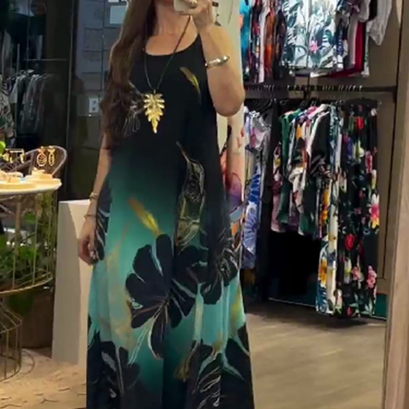 🌺 Laza, nyomtatott ujjatlan ruha