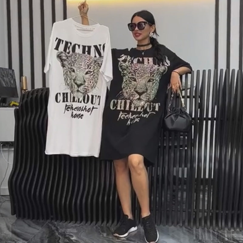 ✨Most trendi ✨Női túlméretezett csillogó pólóruha