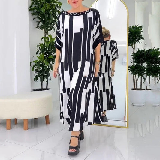 Női Modern Print Loose Fit ruha