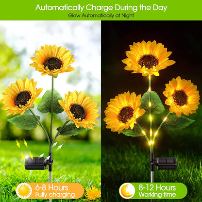 🌻 ✨ Napraforgó alakú napelemes lámpák – automatikus be-/kikapcsolás, 14 órás világítás, IP65 vízálló ☀️