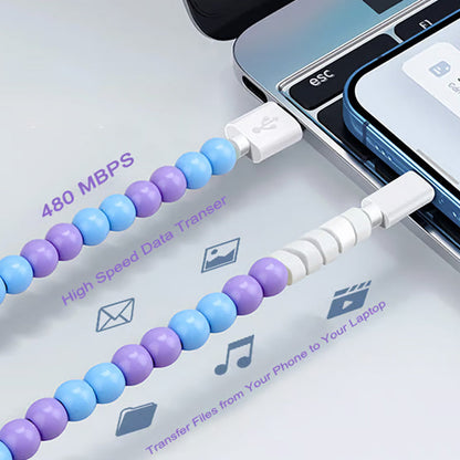 🌈 2 az 1-ben USB a Type-C és Lightning Gyöngyös Töltő Kábel 🔌⚡