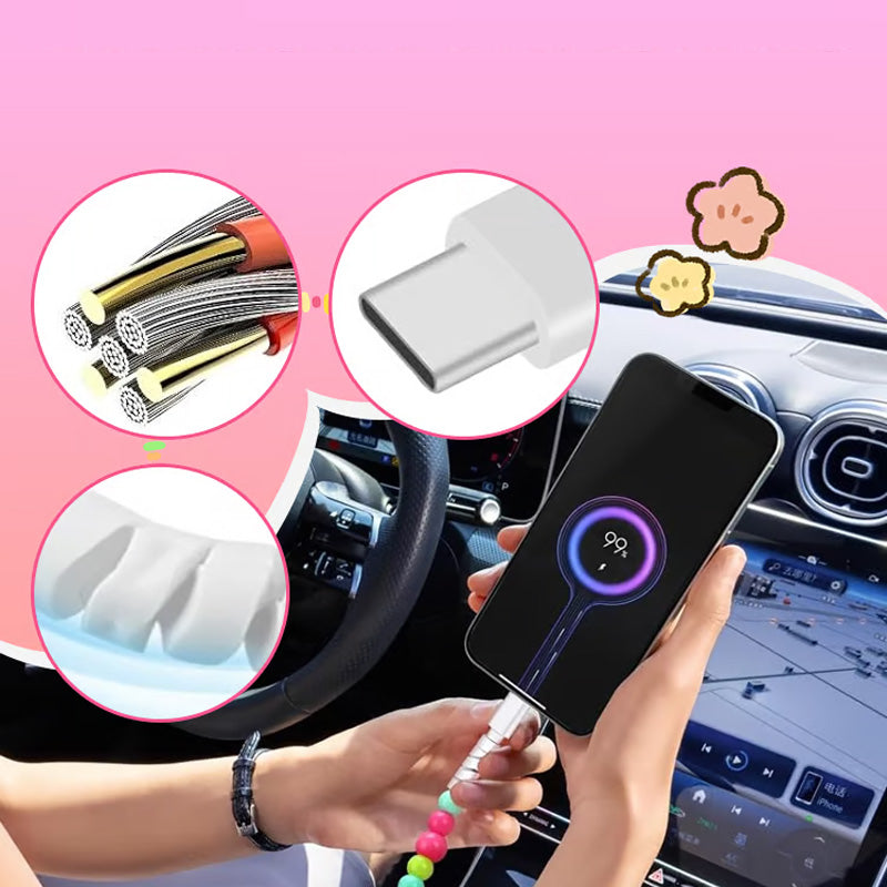 🌈 2 az 1-ben USB a Type-C és Lightning Gyöngyös Töltő Kábel 🔌⚡