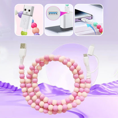 🌈 2 az 1-ben USB a Type-C és Lightning Gyöngyös Töltő Kábel 🔌⚡