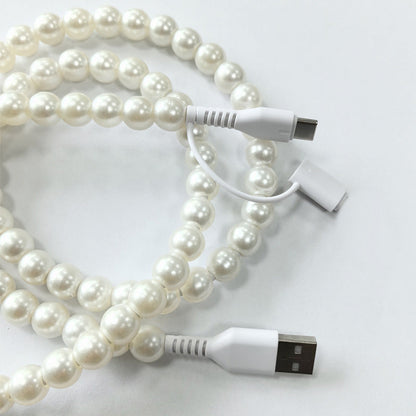 🌈 2 az 1-ben USB a Type-C és Lightning Gyöngyös Töltő Kábel 🔌⚡