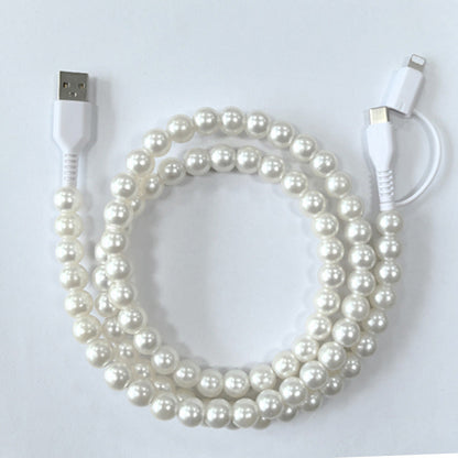🌈 2 az 1-ben USB a Type-C és Lightning Gyöngyös Töltő Kábel 🔌⚡