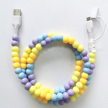 🌈 2 az 1-ben USB a Type-C és Lightning Gyöngyös Töltő Kábel 🔌⚡