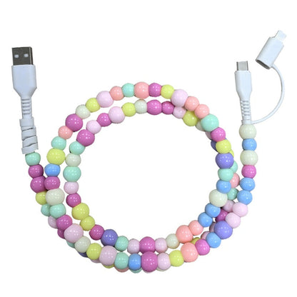 🌈 2 az 1-ben USB a Type-C és Lightning Gyöngyös Töltő Kábel 🔌⚡