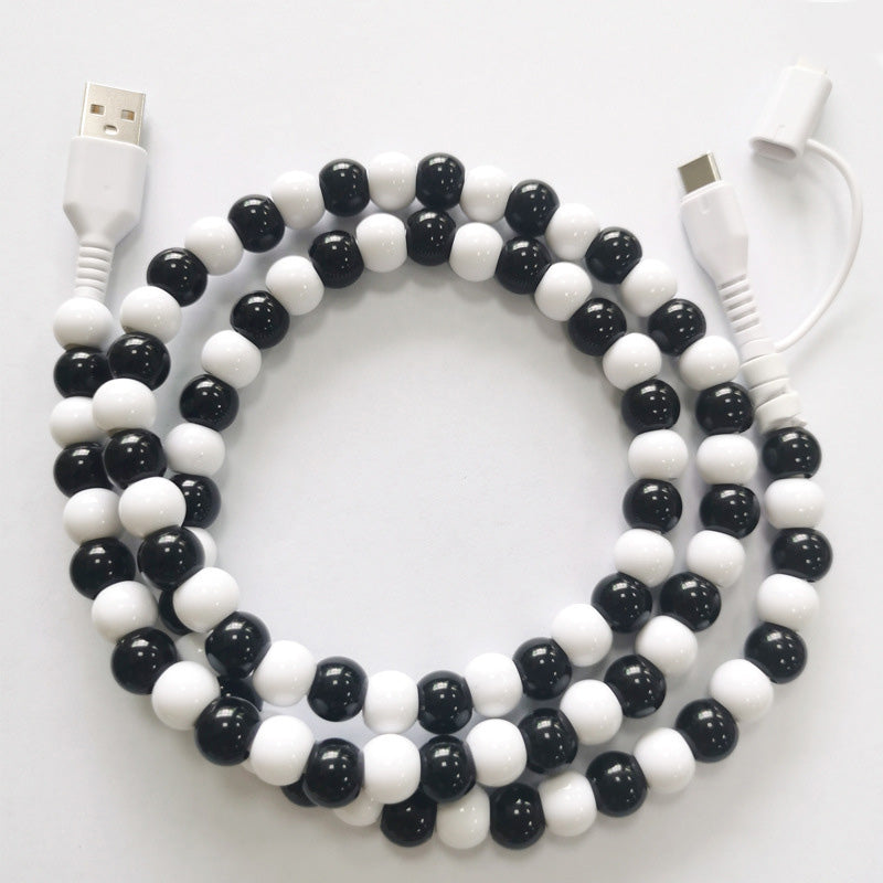 🌈 2 az 1-ben USB a Type-C és Lightning Gyöngyös Töltő Kábel 🔌⚡