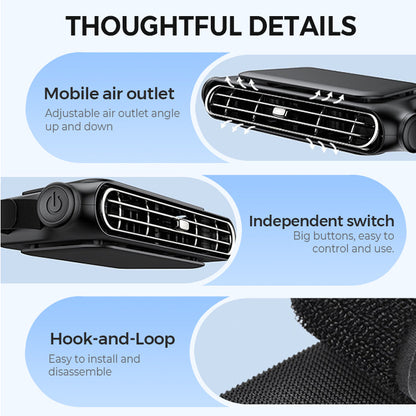 ❄️🌬️ Autóülés Ventilátor – USB Csatlakozás, Két Turbina, Erőteljes Légáramlás 🚘💕