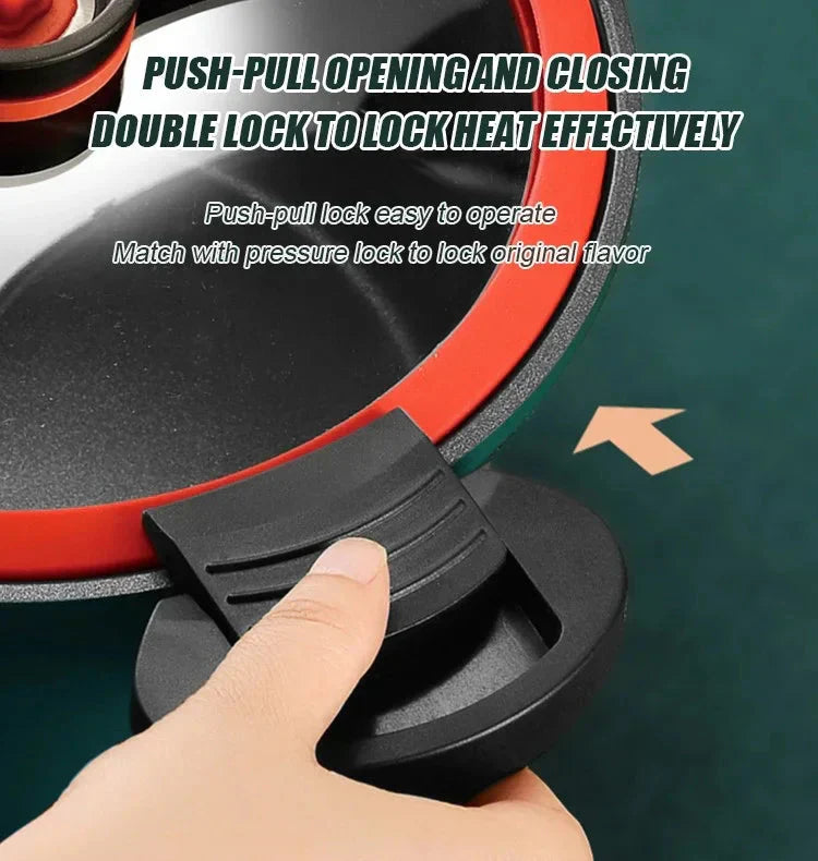 🫕Nagy űrtartalmú öntöttvas edény, alacsony nyomáson történő lassú főzéshez tervezve