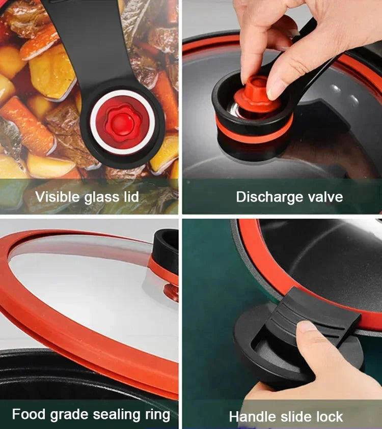 🫕Nagy űrtartalmú öntöttvas edény, alacsony nyomáson történő lassú főzéshez tervezve