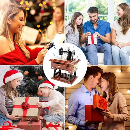 🥇Mini fából készült varrógép zenedoboz