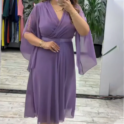 Női elegáns V-nyakú ruha