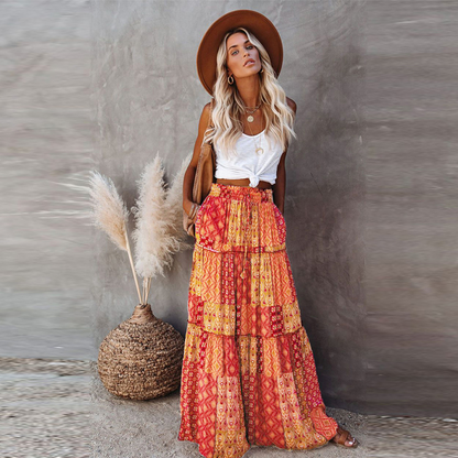 Boho Casual Maxi szoknya zsebekkel