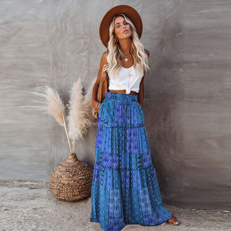 Boho Casual Maxi szoknya zsebekkel