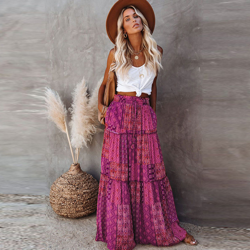 Boho Casual Maxi szoknya zsebekkel