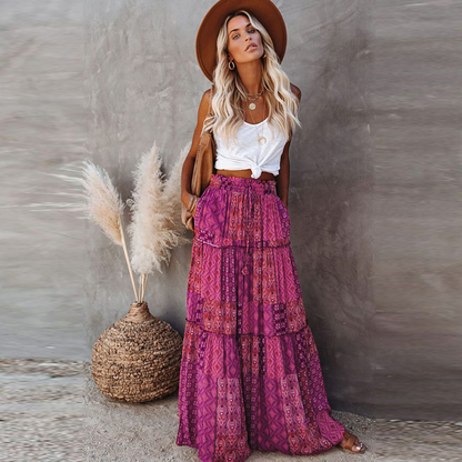 Boho Casual Maxi szoknya zsebekkel
