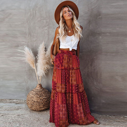 Boho Casual Maxi szoknya zsebekkel
