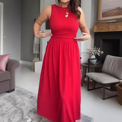 Női elegáns Crew nyakú Maxi ruha👗