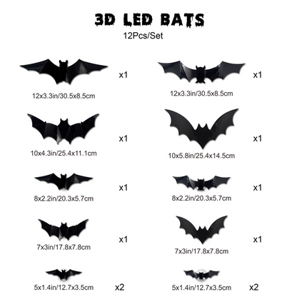 🦇Halloween 3D világító denevérek